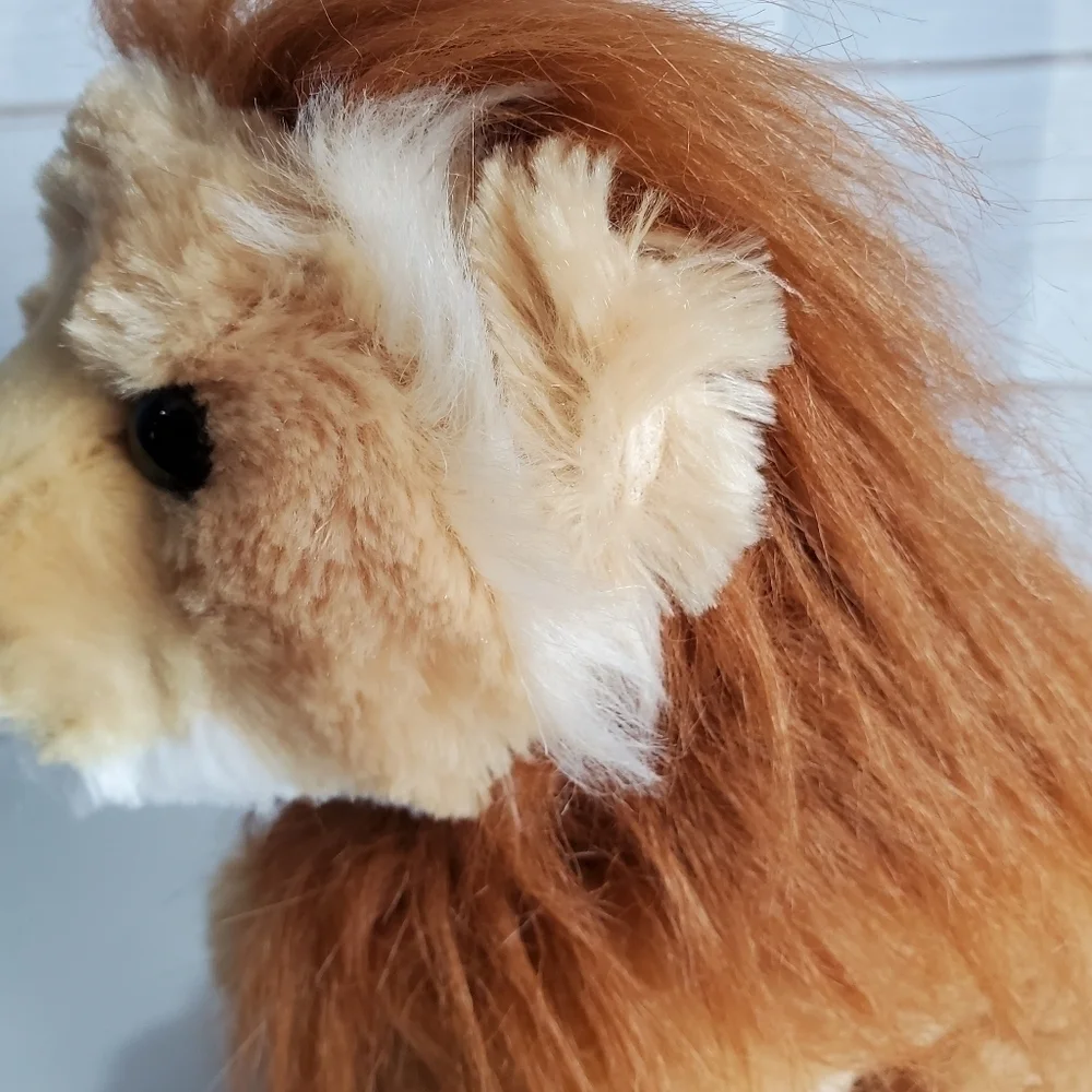 Aurora World Destination Nation Golden Brown Furry Lion Stuffed Animal 12 Inch